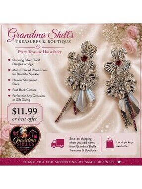 Silver Floral dangle earrings
